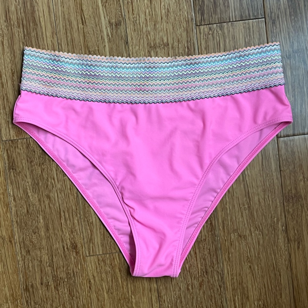 Pink Bikini Bottom high waist cheeky size large Blooming Jelly